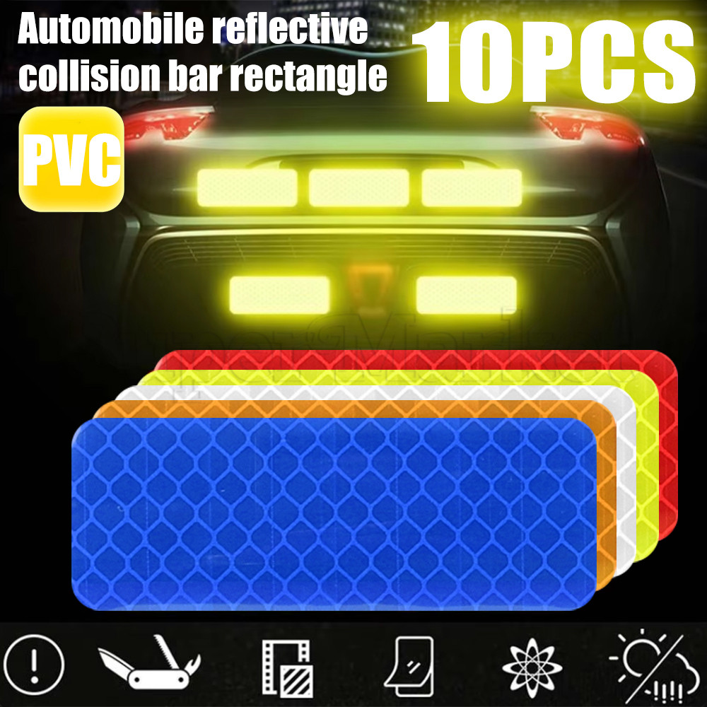 [ ที่โดดเด่น ] สติ๊กเกอร์สะท้อนแสงรถยนต์ 10 ชิ้น - เทปเตือนความปลอดภัย - ป้ายป้องกันการชนกันของกลางคืน - สติ๊กเกอร์ติดหมวกกันน็อคมอเตอร์ไซค์ - อุปกรณ์จัดแต่ง