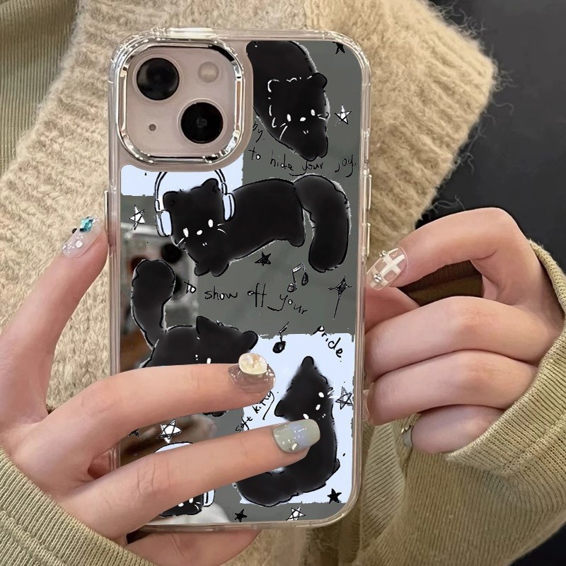 กระจกแต่งหน้านุ่มโปร่งใสกรณี Anti-Fall เคสโทรศัพท์สําหรับ iPhone 16 Promax 15 Promax 12 13 Mini 14plus 11 Pro Max X XS XR XS Max 7 8 plus Se2020