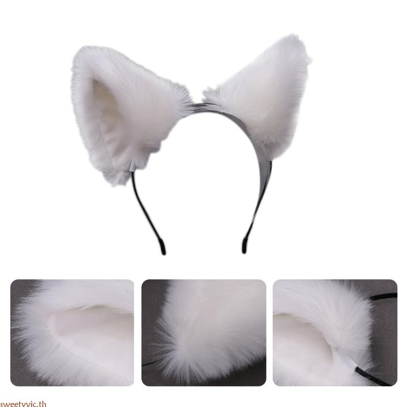 Sweety ผู้หญิงอะนิเมะ Furry สัตว์ Kitty แมวหู Headpiece คอสเพลย์อุปกรณ์เสริมผม