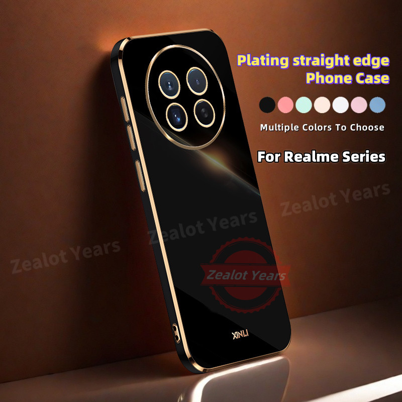 ปลอกสําหรับrealme 13 Pro Plus 5G 13Pro + 13ProPlus 13Plus Realme13pro + หรูหราElectroplateขอบตรงเคสโทรศัพท์Smooth Softกันกระแทกปกหลัง