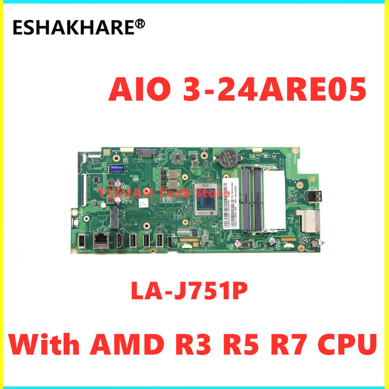 ใหม่สําหรับ Lenovo ideacentre AIO 3-24ARE05 แล็ปท็อป LA-J751P เมนบอร์ด R3 R5 R7 CPU 5B20U54080 5B20U