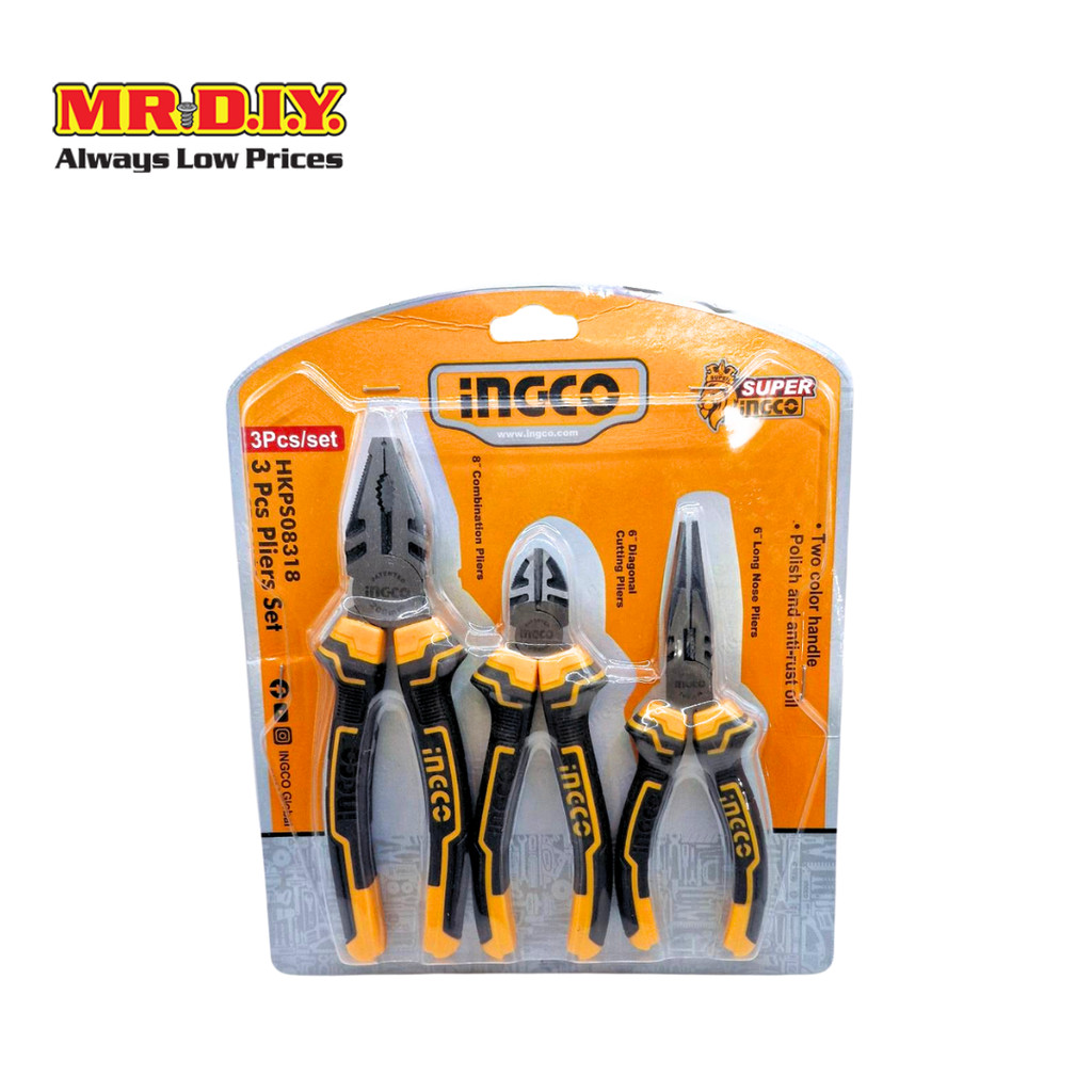 INGCO ชุดคีม 3 ชิ้น/แพ็ก รุ่น HKPS08318
