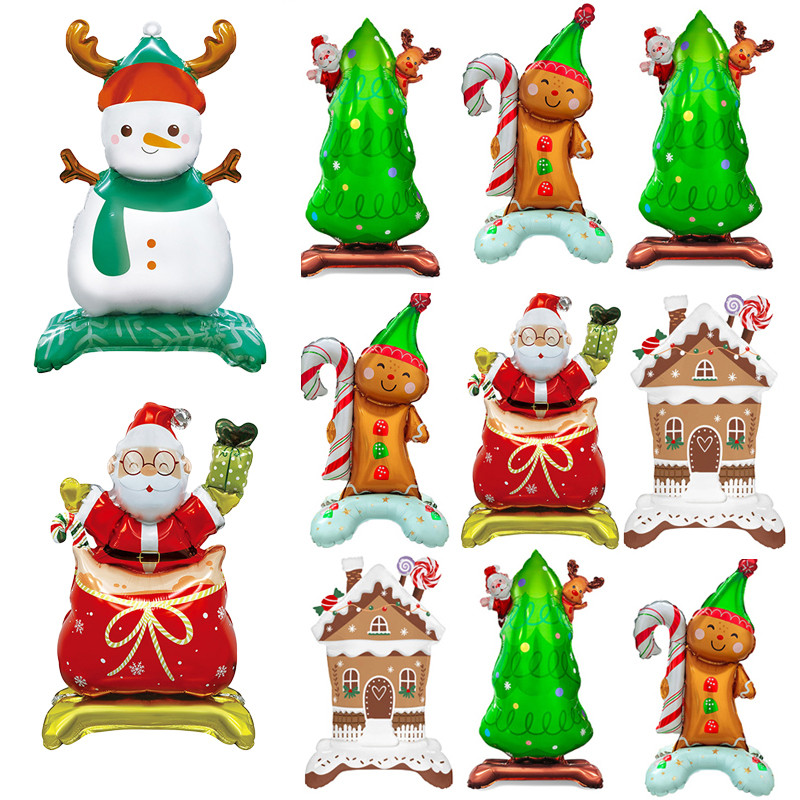 ลูกโป่งปาร์ตี้ธีมคริสต์มาสยืน Snowmen ต้นคริสต์มาส ลูกโป่งปาร์ตี้ฟิล์มอลูมิเนียม
