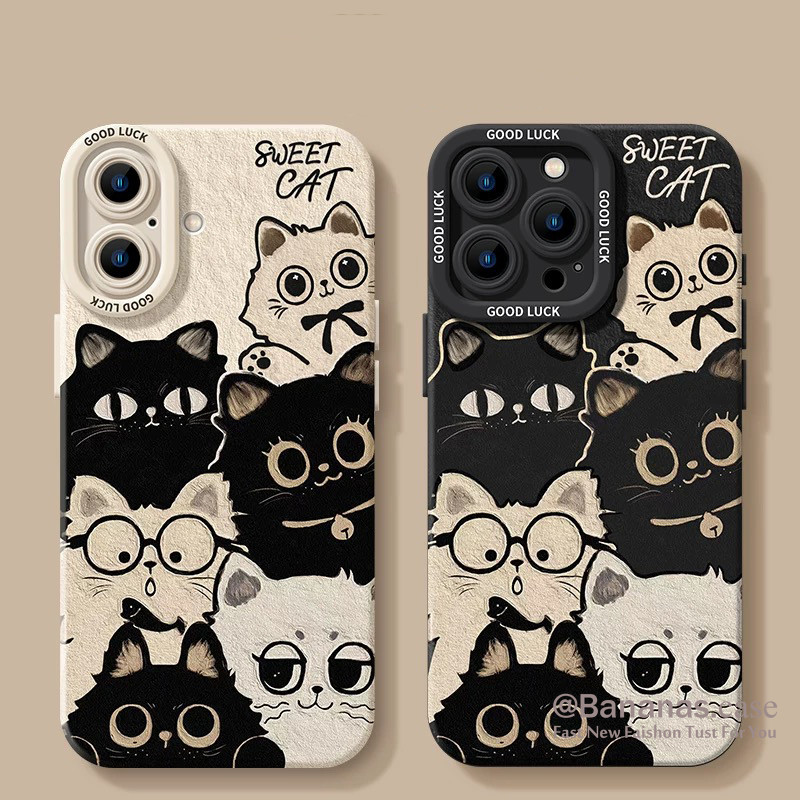 น่ารักแมวดําเคสโทรศัพท์สําหรับiPhone 17 16 15 14 13 12 11 Pro Max X Xr Xs Max 7 8 Plus SE2020