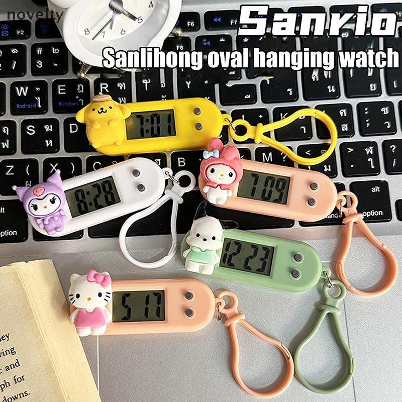Nly Sanrio Hello Kitty นาฬิกาตั้งโต๊ะอิเล็กทรอนิกส์พวงกุญแจ Kuromi My Melody นาฬิการูปไข่อิเล็กทรอนิกส์ดิจิตอลตารางเวลานาฬิกา N