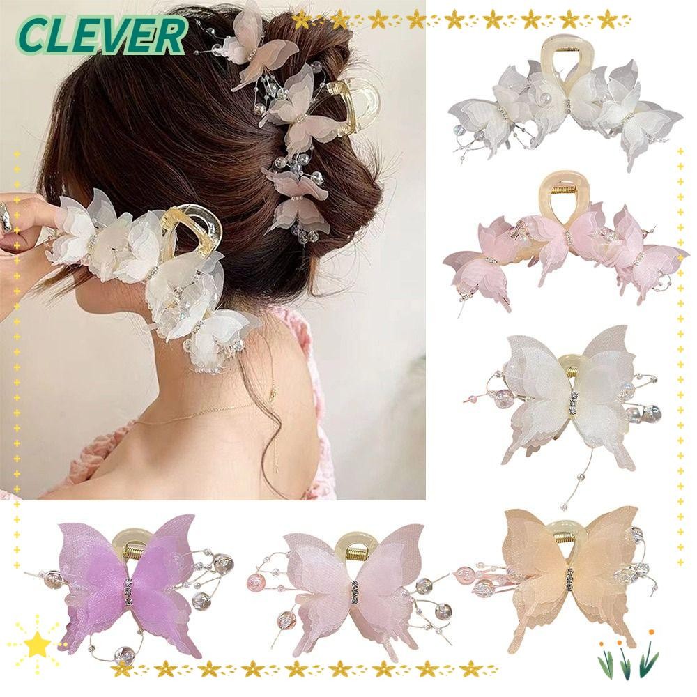 Clever คลิปฉลาม, ที่หนีบผมอุปกรณ์เสริมผมผีเสื้อผม Claw, Hairpins Headwear แฟชั่นผีเสื้อ Hairgrips สาวเลดี้ผู้หญิง