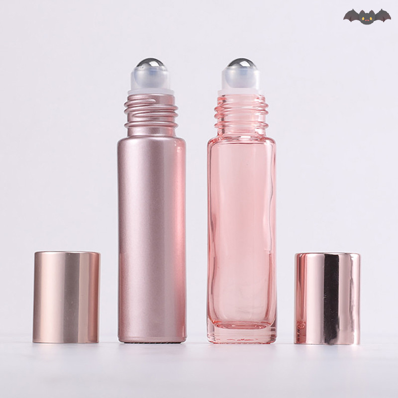 [PE] 1pcs แก้วม้วนบนขวด 5/10ml ขวดลูกกลิ้งสีชมพูลิปกลอสหลอดรีฟิลขวดเปล่าขวดแก้ว TH