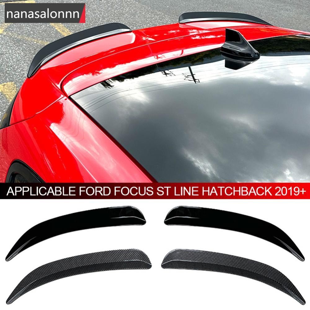 Nanasn| 2 ชิ้นรถด้านหลังสปอยเลอร์ Extension Lip Fins สปอยเลอร์คาร์บอนไฟเบอร์สีดํา Auto Part จัดแต่งท