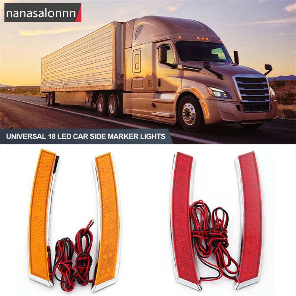 Nanasn| 2 ชิ้น Universal 18 LED ล้อรถคิ้วด้านข้าง Marker กาวเปลือกพลาสติกไฟเลี้ยว E2W6