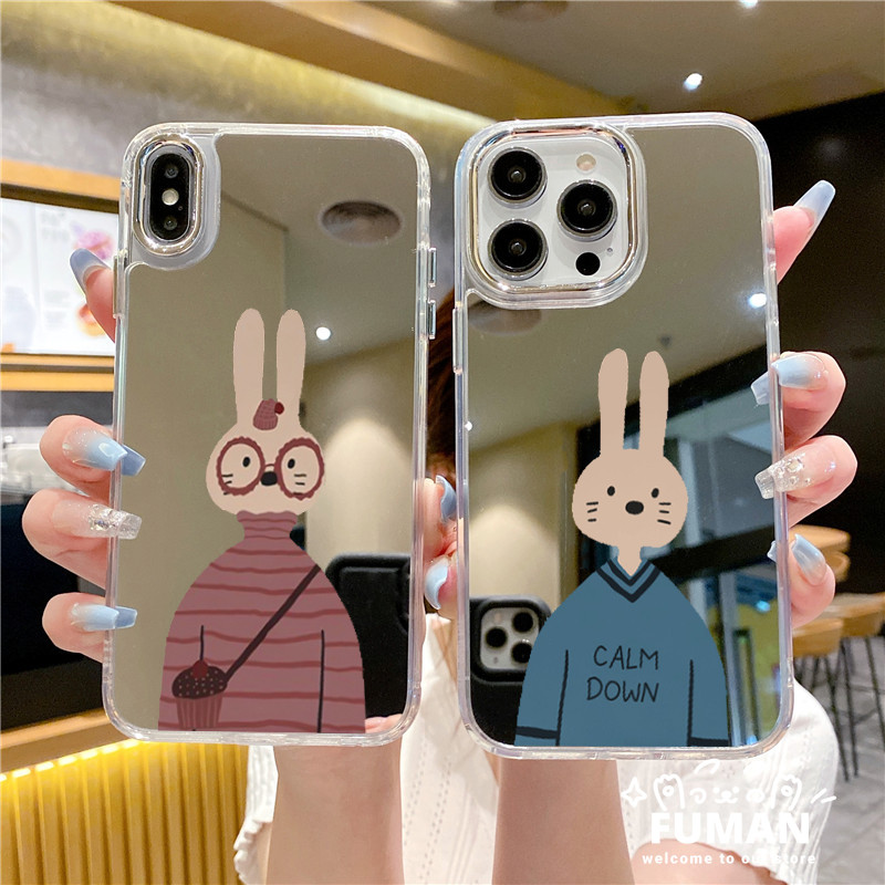 สไตล์เกาหลีน่ารัก Miffy Bunny กระจกสําหรับ Vivo V40 V30E V30 V29 V27 Z7 Pro V29E V25E V20 X8 V30 Lite Y200E Y200i Y100 Y75 Y38 T3X ฝาครอบโทรศัพท์ชุบนุ่ม