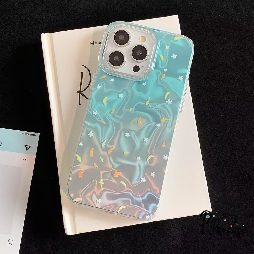 แฟชั่นดาวเล็ก ๆ หรูหราระลอกกลอสกรณีเข้ากันได้ เคสไอโฟน 15 13 11 XR 12 14 Pro Max 8 7 6 Plus X XS Max SE 2020 เคส