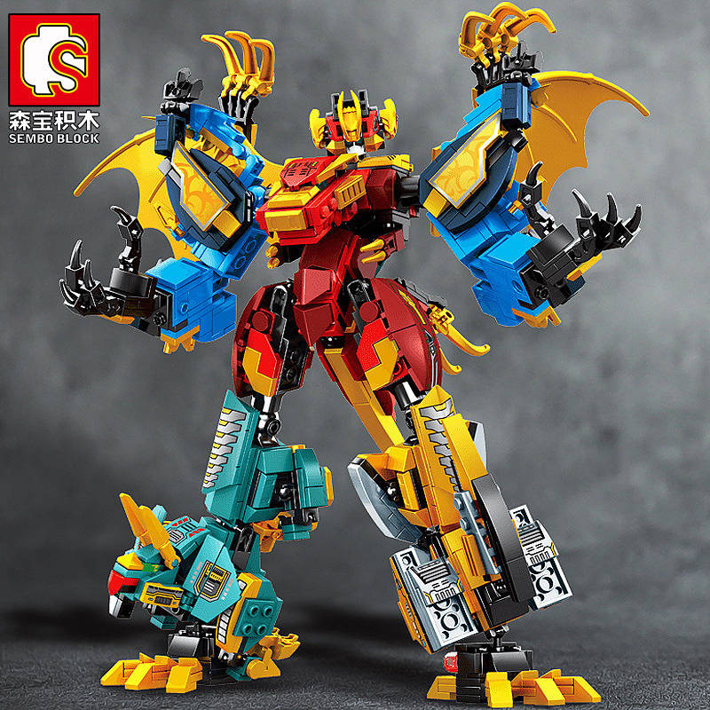 Deformation Blocks Puzzle Assembled Combination Robot Mech Dinosaur King Kong Children Boys' Toys Compatible with Lego 1JhA