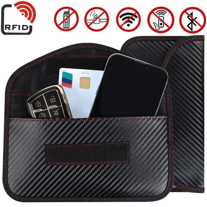 2-1pcs Car Key Signal Blocking Shield Case Faraday Bag Protector Pouch Signal Blocker Case RF Signal