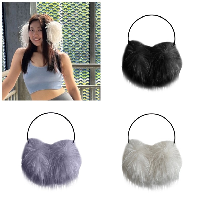 R * Furry Long Plush Earmuffs สําหรับสภาพอากาศหนาวเย็นกลางแจ้งกิจกรรมฤดูหนาวหู 2000s Warm Ear Protec