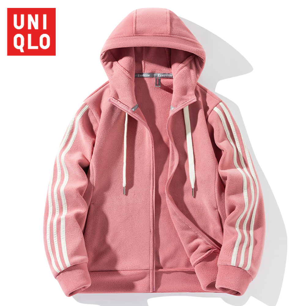 UNIQLO ยูนิโคล่ 2024 ใหม่ผู้หญิงขนแกะแจ็คเก็ต เชคเกอร์ เสื้อโค้ท กลางแจ้งฤดูหนาวคู่เบาะอบอุ่นหนาเสื้อกันหนาวคาร์ดิแกนที่อบอุ่น