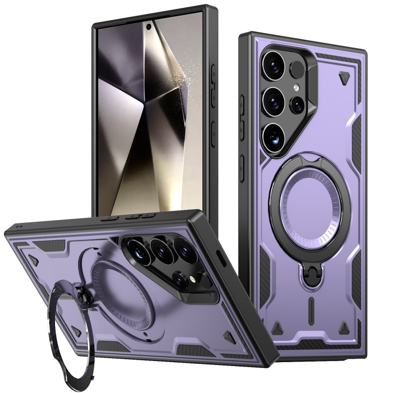 SAMSUNG 360° หมุนแม่เหล็กแหวนโลหะยึดเคสโทรศัพท์สําหรับsamsung S24 S23 Ultra Plus S23 FE A55 A35 A15Sturdyชาร์จไร้สายกันกระแทกเกราะฮาร์ดปกหลัง
