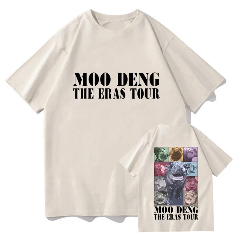 Kawaii Moo Deng Baby Hippo The Eras Tour T Shirt Funny Men/women Clothing Harajuku Unisex Cotton Graphic T Shirts Christ