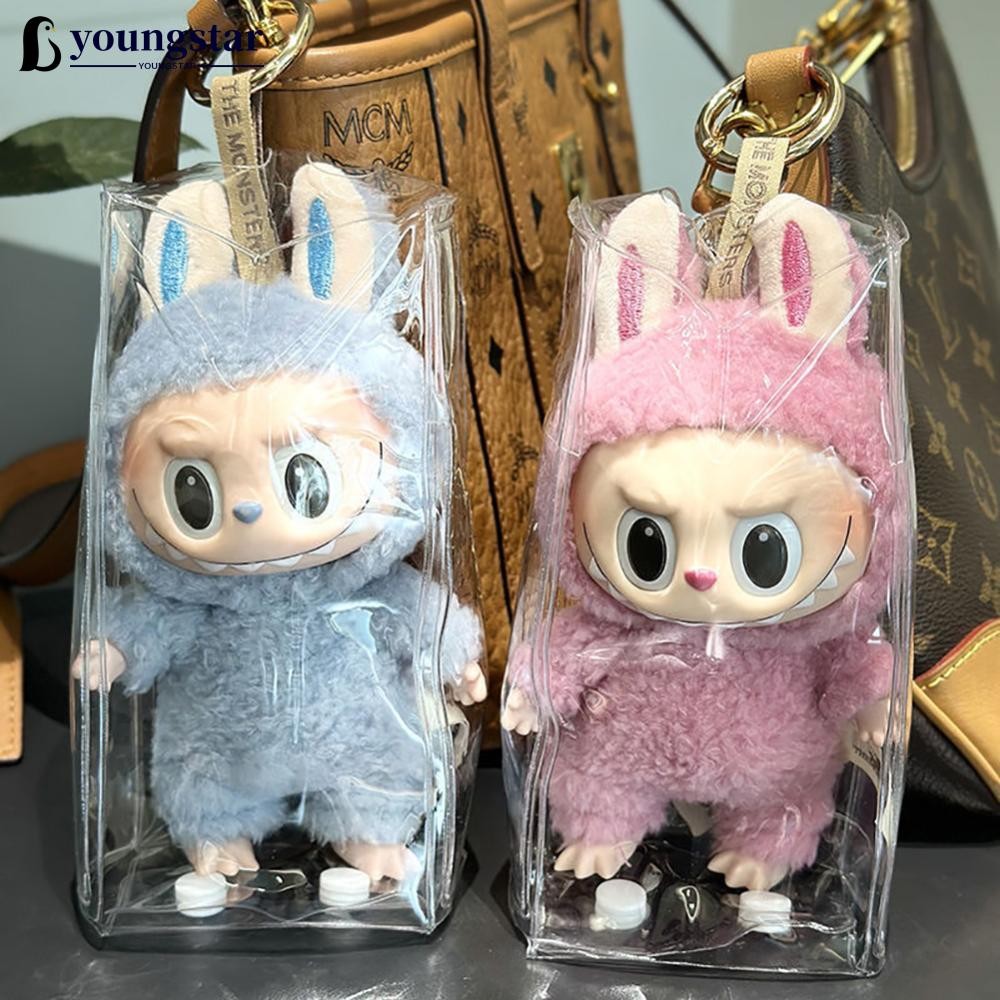 Youngstar 1 PC Labubu ตุ๊กตาอะนิเมะเครื่องประดับ Mystery ตุ๊กตา Organizer กล่องสแควร์ตุ๊กตาตุ๊กตากระเป๋า Q9T2