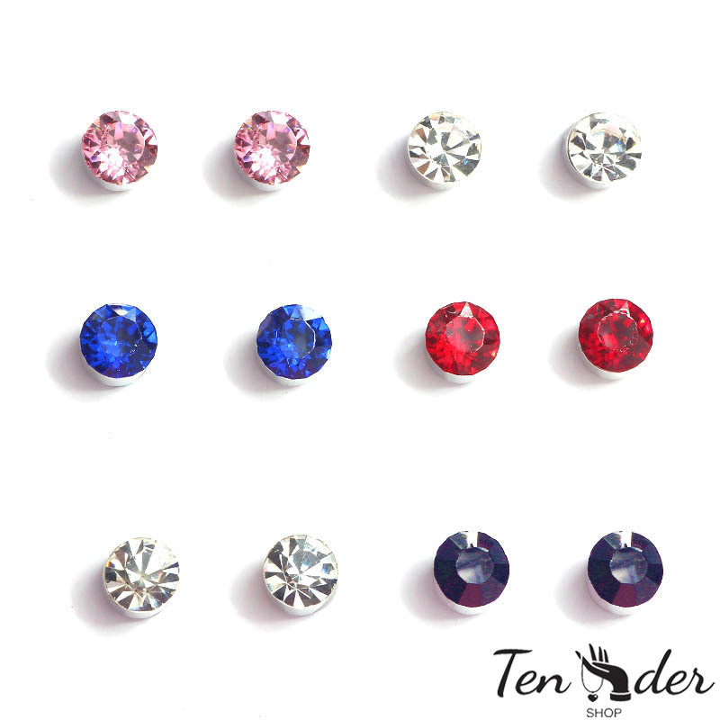COD-ส่งเร็วจากไทย ต่างหูแม่เหล็กที่แข็งแกร่งต่างหู Rhinestone 4mm ไม่มีรูหูต่างหูต่างหู Unisex-Tender