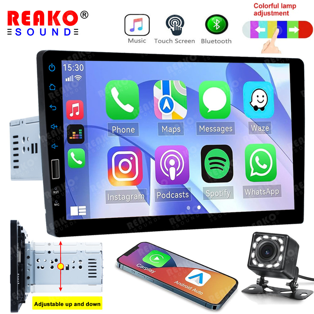 REAKOAUTO 1 Din รถวิทยุเครื่องเล่นมัลติมีเดีย 9 นิ้ว Mirror Link Carplay Android Auto บลูทูธ FM Autoradio หน้าจอสัมผัส MP5