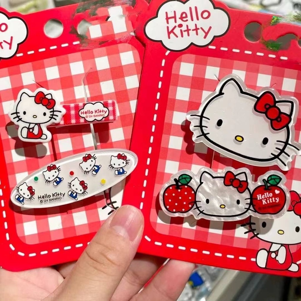 กิ๊บติดผมลายแมว HelloKitty สีแดงกิ๊บปากเป็ดสาวน่ารักกิ๊บติดผมหน้าม้าหักสำหรับนักเรียนหญิง
