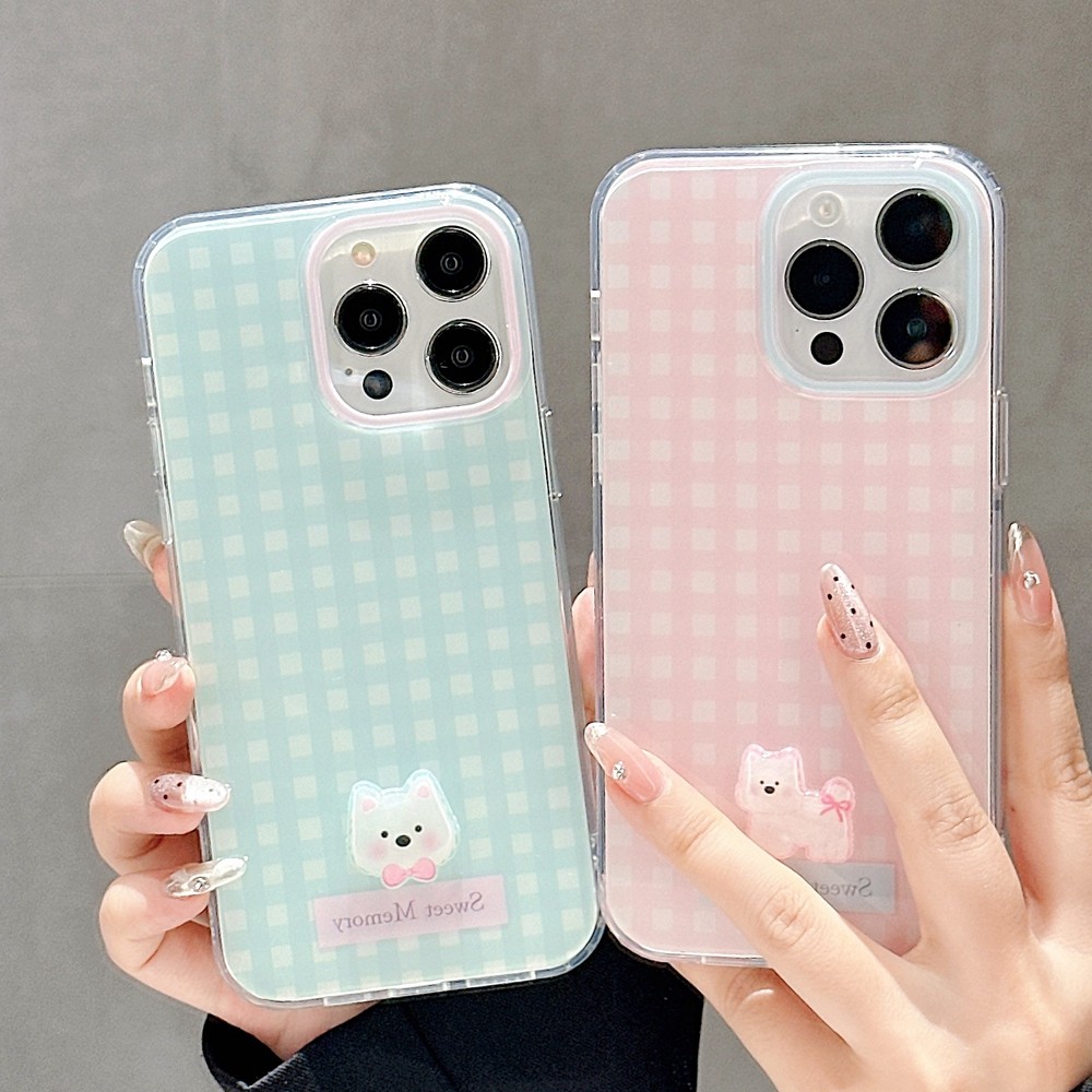 Grid 3D Western Highland Dog เหมาะสําหรับเคสโทรศัพท์ Apple 16pro IPhone 14pro น่ารัก 13/12/11
