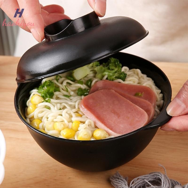 <haohiyou> 250ml ไมโครเวฟ Ramen ชามต้มก๋วยเตี๋ยวภาชนะอาหารอุปกรณ์ฝาปิดพร้อมชามชามซุปครัว Instant Ramen Miso ก๋วยเตี๋ยว Nice