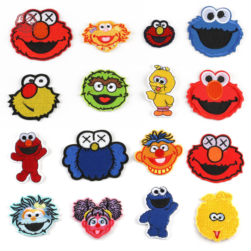 Pro Patch Store Sesame Street ตัวการ์ตูน Self-Adhesive ผ้าสติกเกอร์ DIY เย็บปักถักร้อยแพทช์สําหรับสติกเกอร์เย็บปักถักร้อยแพทช์สําหรับเสื้อผ้าป้ายสติกเกอร์