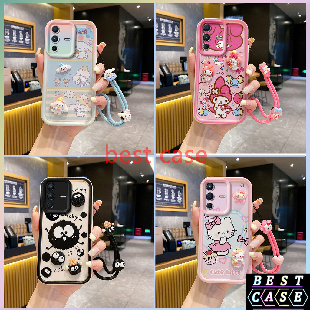 เคส Vivo V23 5G เคส Cinnamoroll และ ‌Hello Kitty ลายการ์ตูนสามมิติรูปตุ๊กตาเคสโทรศัพท์นุ่มน่ารัก XX-TYGZ