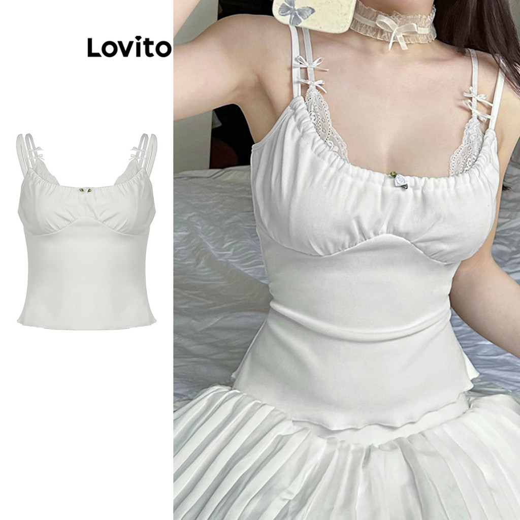 Lovito เสื้อกล้าม 2 In 1 ปลอมธรรมดาน่ารักสำหรับผู้หญิง LNA73094
