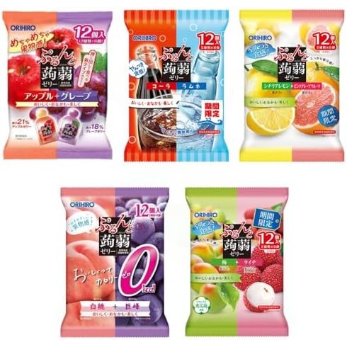 【Direct from Japan】Orihiro Purunto Konnyaku Jelly Pouch คละ 5 แบบ (สำหรับเครื่องดื่มโคล่า + รามูเนะ,