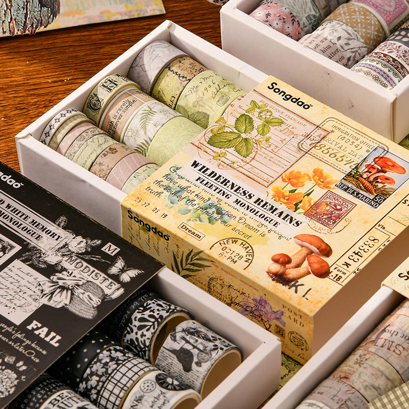 20 ม้วนชนิดบรรจุกล่อง Vinatge วรรณกรรม Series Washi เทปไดอารี่สมุดภาพ Deco DIY สติกเกอร์เทป Masking เทป