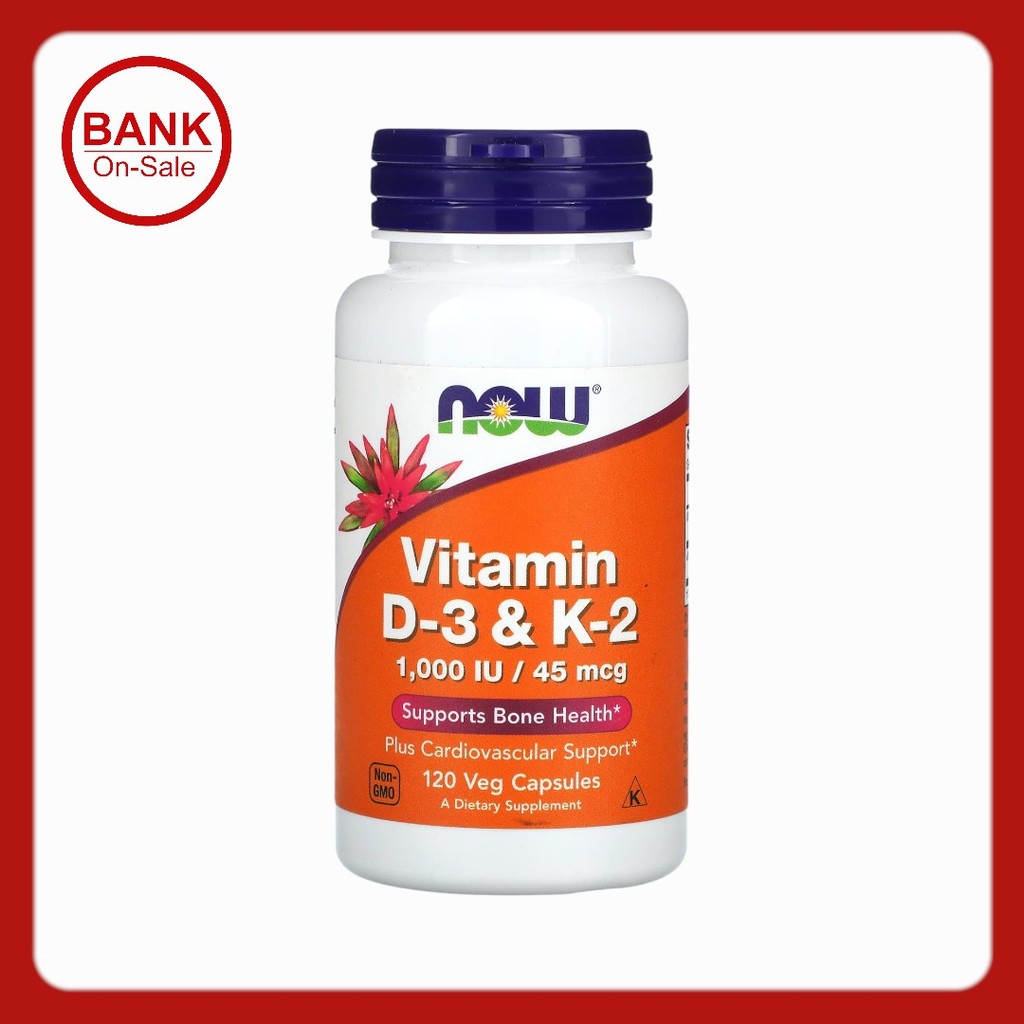 NOW Foods, Vitamin D-3 & K-2, 120 Veg Capsules
