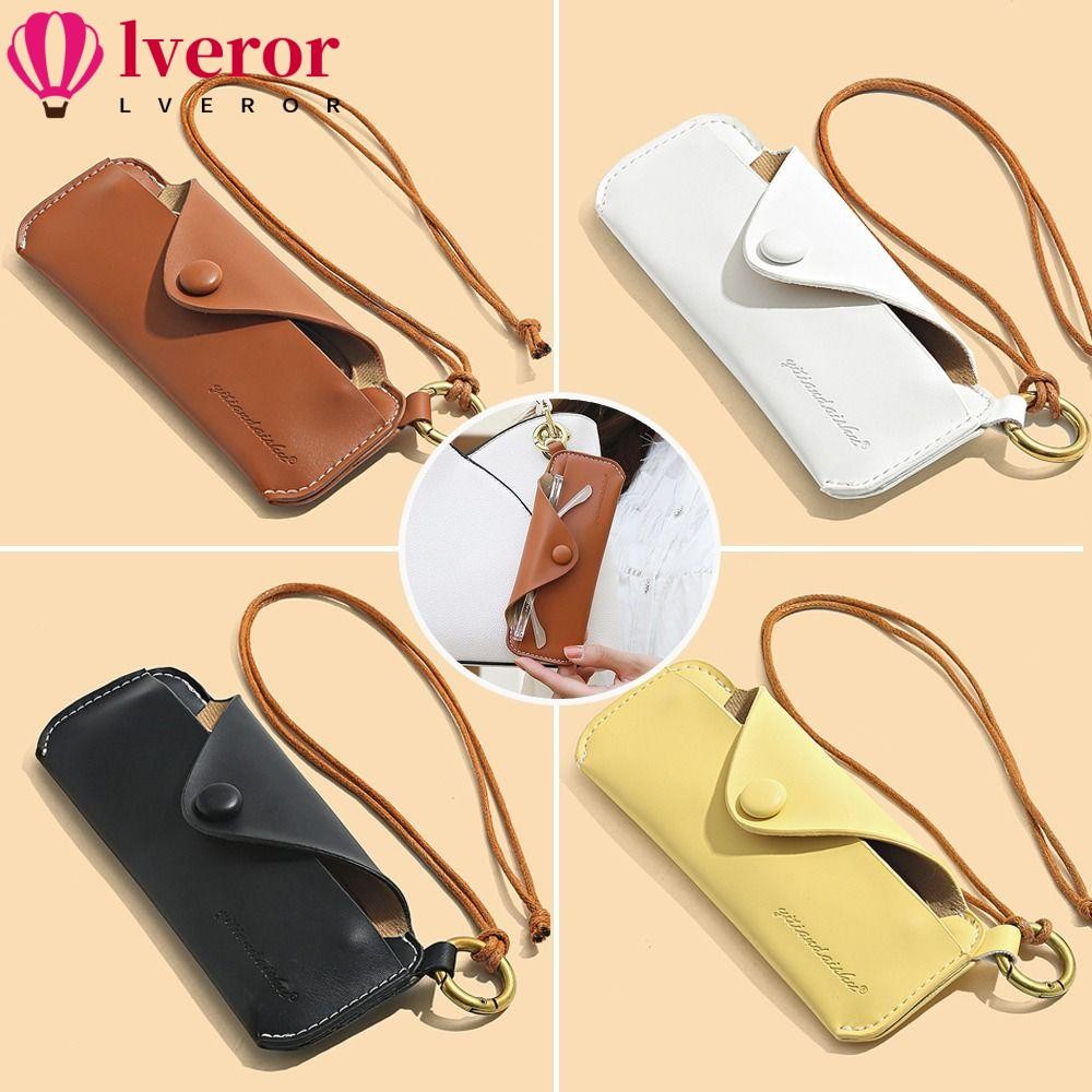 กระเป๋าแว่นกันแดด LVEROR,แว่นกันแดด Snap-fastener พร้อมซองแว่นกันแดดแบบแขวน,กล่องอ่านหนังสือหนัง PU สร้างสรรค์ชายหญิง