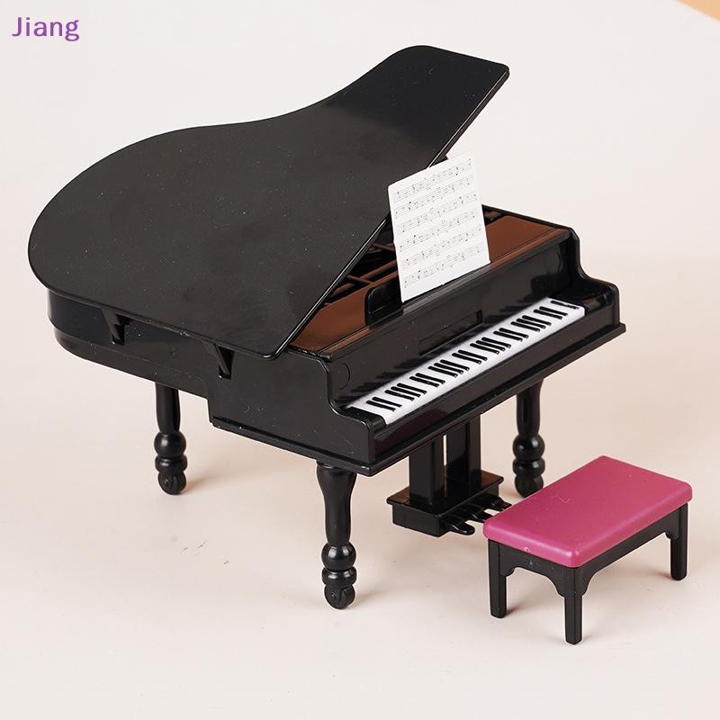 Jiang 1:12 Dollhouse Miniature เปียโน W/Stool เครื่องมือเก้าอี้ห้องนั่งเล่นเฟอร์นิเจอร์ Decor ของเล่นตุ๊กตา House อุปกรณ์เสริม TH