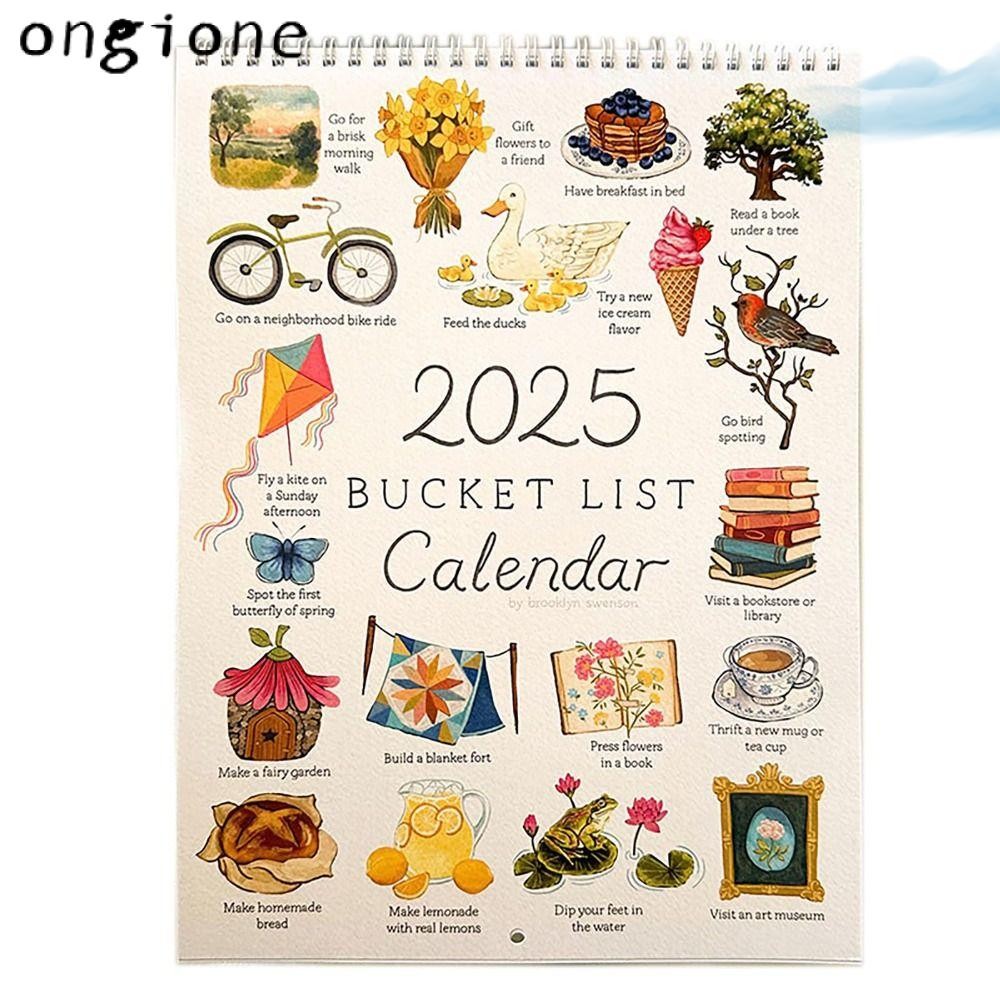 ปฏิทินติดผนังโอนิจิน, รายการถังตกแต่งบ้านวารสาร 2025 ปฏิทินรายการถัง, กระดาษแขวนผนังสําหรับการวางแผนหรือจัดระเบียบลวดเกลียวคู่-บินน้ําป