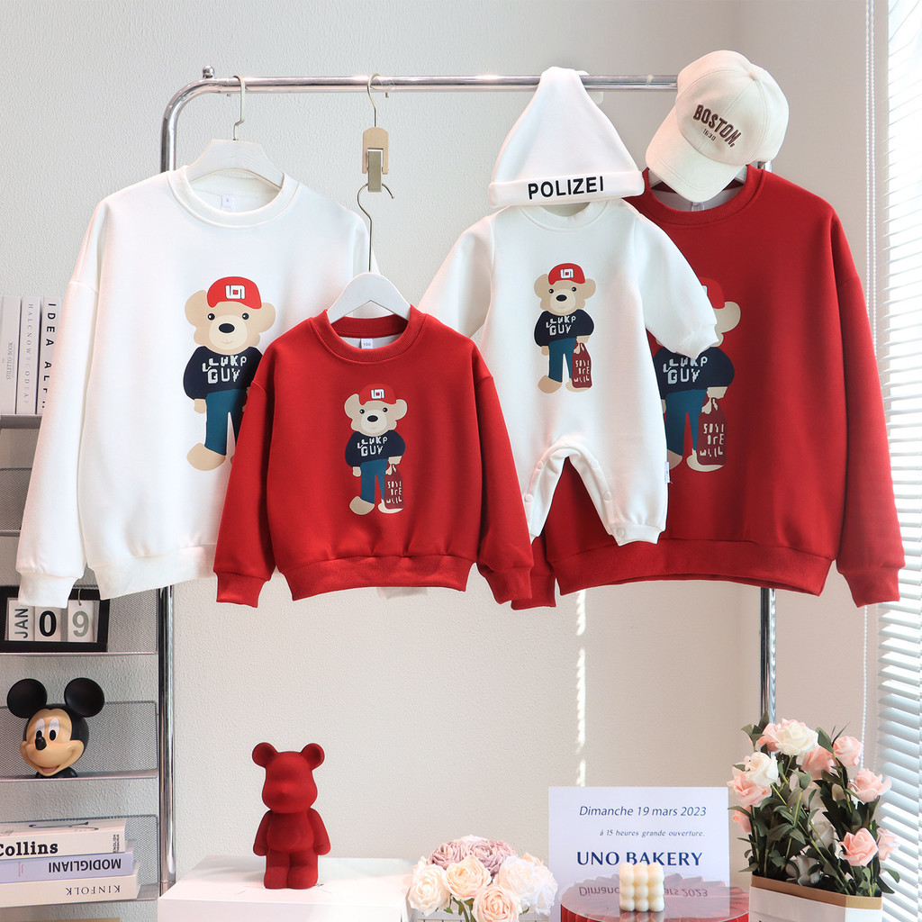 ฤดูใบไม้ร่วงฤดูหนาวพ่อแม่และลูกสวมใส่แม่-ลูกสาวสวมใส่เด็กเสื้อแขนยาวคู่สวมใส่ภาพขนาดใหญ่ภาพครอบครัวพ่อ-เด็กสวมใส่ครอบครัวสี่วันหยุดสไตล์ชุ