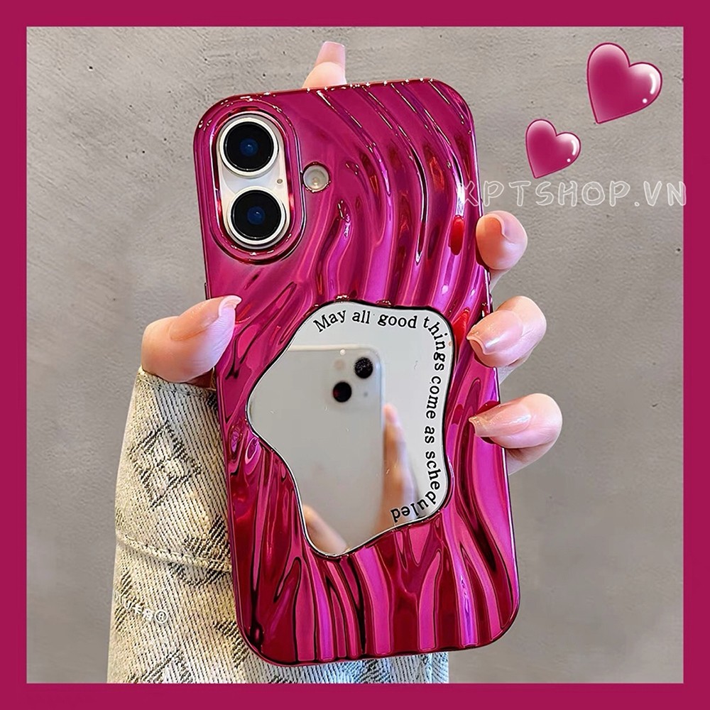 Rose สีแดงระลอกน้ํากระจกชุบเคสโทรศัพท์สําหรับ iPhone 16ProMax 16Pro 16Plus 15ProMax 14 13 12 11ProMax ครอบคลุมเต็มรูปแบบกันกระแทกป้องกันปลอก