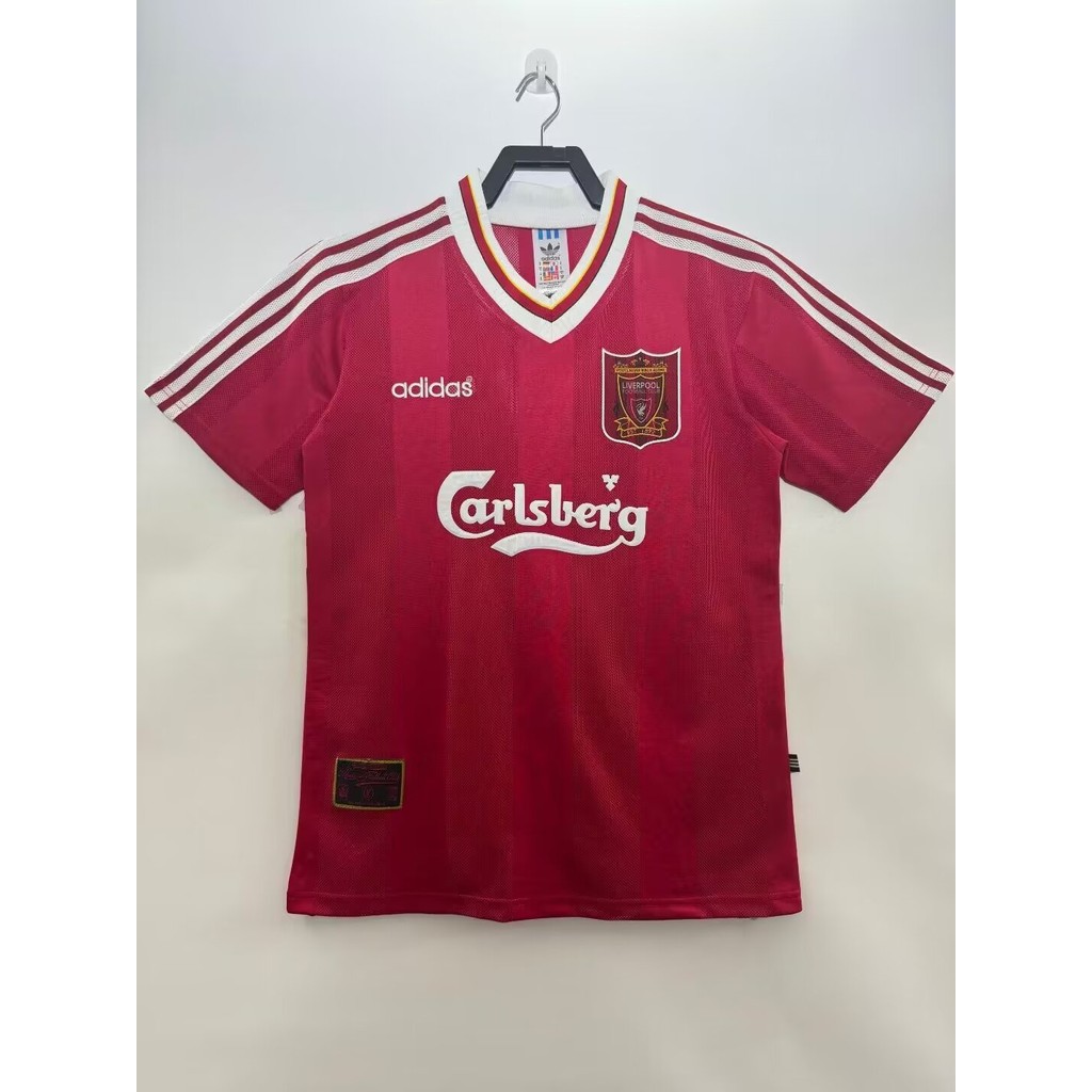 1995-96 Liverpool home retro ฟุตบอลกีฬาเสื้อยืดแขนสั้น