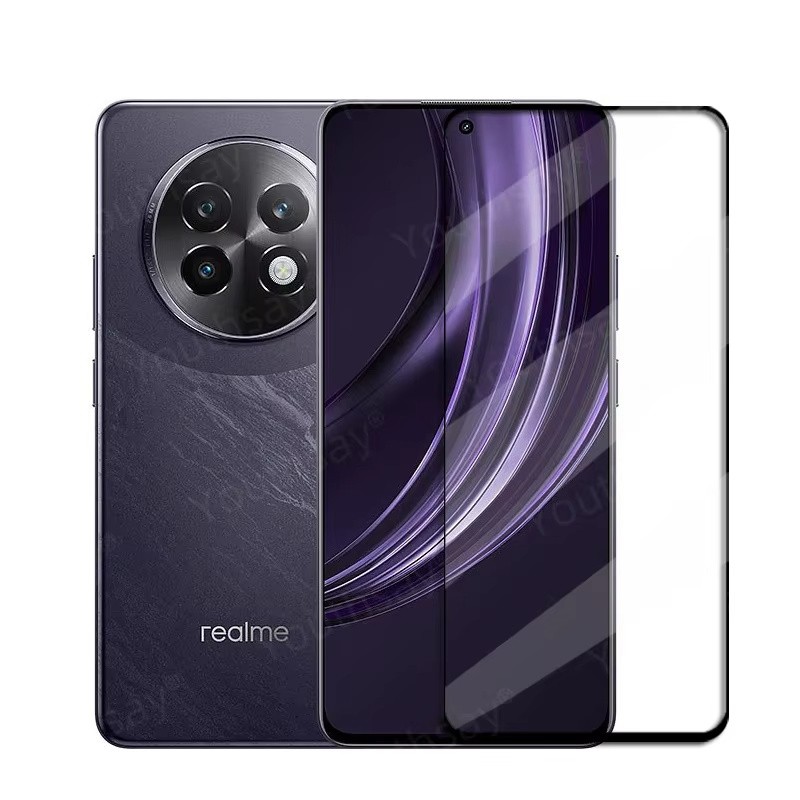 กระจกนิรภัยสําหรับRealme 13 12 Plusป้องกันหน้าจอขอบสีดําป้องกันฟิล์มสําหรับRealme 11 10 9 8 7 6 5 13
