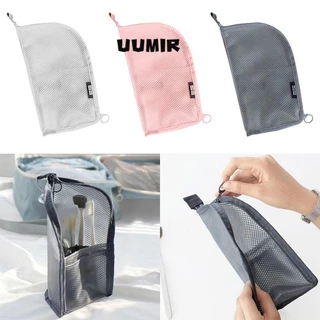 UUMIR กระเป๋าแปรงแต่งหน้า, กระเป๋าเครื่องสําอางตาข่ายซิป, ขาตั้งพับซักผ้าจัดเก็บกระเป๋าห้องน้ํา