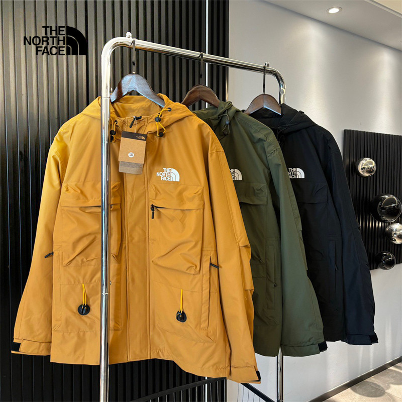 The North Face 100% Original Loose Windproof Waterproof Outdoor Hooded Jacket สําหรับผู้ชาย