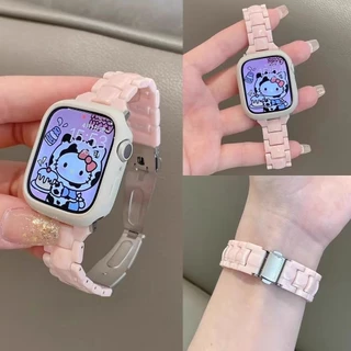 Candy Slim สายรัดพลาสติก + กรณีเหมาะสําหรับนาฬิกา Series 11 10 9 8 7 6 5 4 3 2 1 SE SE2 Ultra/Ultra2 สําหรับ i-Watch ขนาด 49/41/45/40 มม.44 มม.38 มม.42 มม.และกรณี