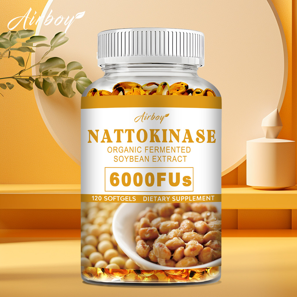 อาหารเสริม Airboy Nattokinase 6000 FU | 150 แคปซูล | ที่ไม่ใช่จีเอ็มโอปราศจากกลูเตน30/60/120แคปซูล