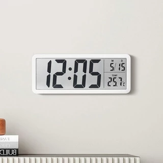 SWEE นาฬิกาแขวนอิเล็กทรอนิกส์, นาฬิกา LED ดิจิตอลอุณหภูมิติดผนัง, วันที่ 12/24H นาฬิกาตั้งโต๊ะแสดงบ้าน