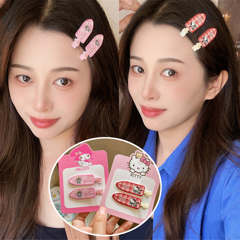 SANRIO 1/2/3ชิ้น ซานริโอ การ์ตูนน่ารักแมวกิ๊บสาวหวานผมหักเรียบคลิป