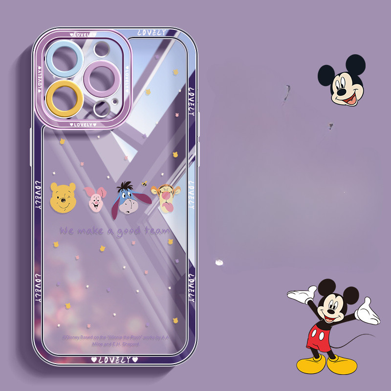 Anti Fall Protector Cover กระจกนิรภัยโปร่งใส Mickey เคสโทรศัพท์สําหรับ iPhone 17Pro 16Promax 15Pro 14 17 Air 16E 11 Promax 11 12 เคสโทรศัพท์กล้องเลนส์ฝาครอบ