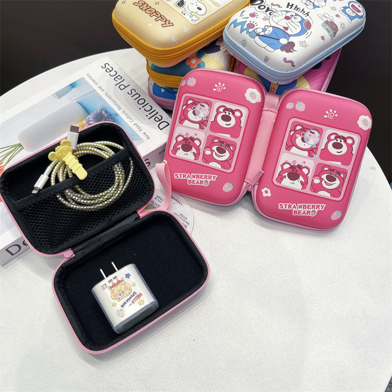 น่ารัก Snoopy Data Cable Digital Storage Bag Charger Power Bank Power Bank Travel Bag Electronic Product Accessories Organizer Bag