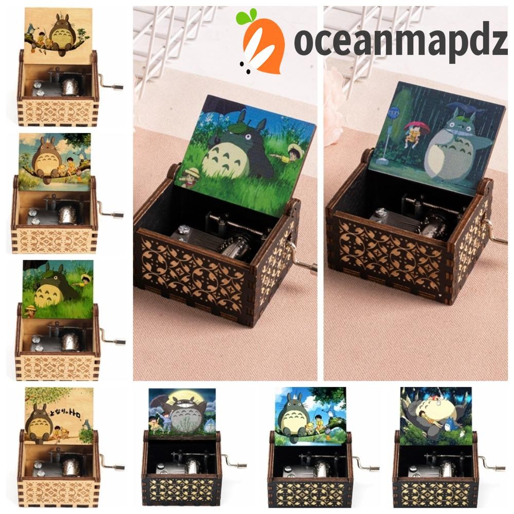 Oceanmapdz Totoro กล่องดนตรี, การ์ตูนที่มีสีสัน Totoro ไม้ Hand Crank กล่องดนตรี, Tonari ไม่มี Totor