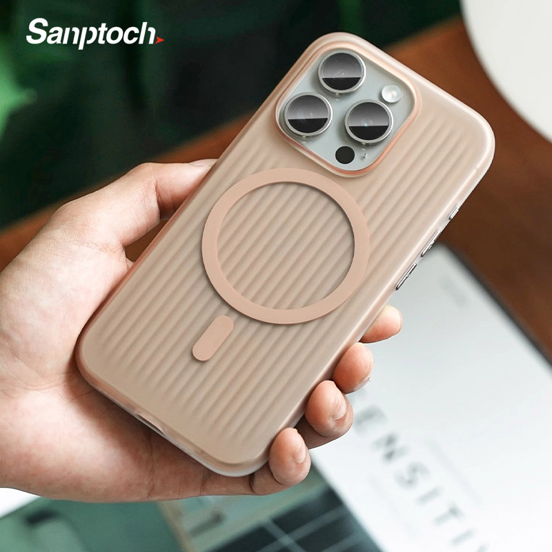 Sanptoch สําหรับ Magnetic Glacier Matte เคสโทรศัพท์สําหรับ iPhone 16 / 15 / 14 Pro Max Strong Anti-ลายนิ้วมือปกหลังสําหรับ iPhone 16 Pro Max โปร่งแสงกันกระแทกป้องกันปลอก
